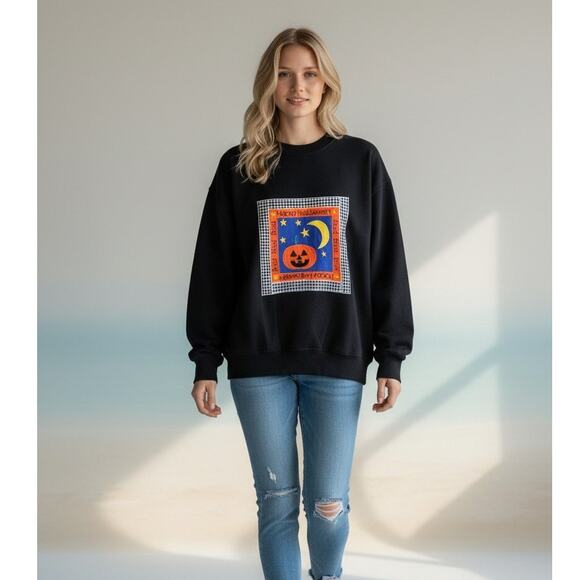 Basic Editions Tops - Vintage Womens Basic Editions Halloween Graphic Sweatshirt Size Large Black NEW